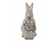 Zelená keramická dekorace králík s květy Floria M - 13*10*21 cm Clayre & Eef