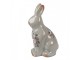 Zelená keramická dekorace králík s květy Floria M - 13*10*21 cm Clayre & Eef