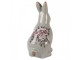 Zelená keramická dekorace králík s květy Floria M - 13*10*21 cm Clayre & Eef