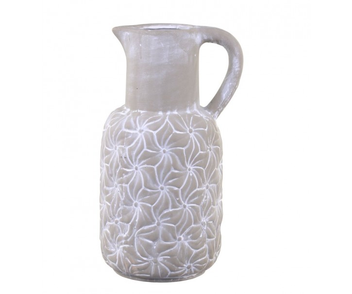 Cementový antik dekorační džbán s květy Colmar - 16*14*30cm Chic Antique