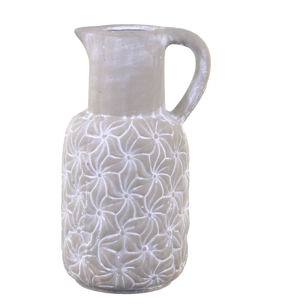 Cementový antik dekorační džbán s květy Colmar - 16*14*30cm