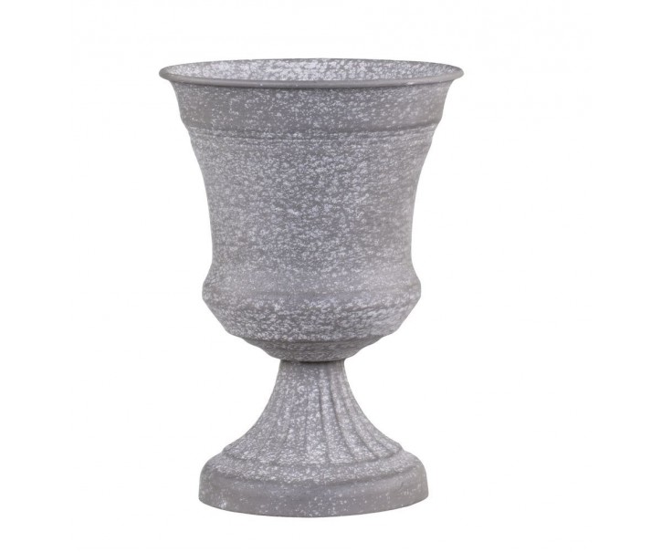 Zinková antik plechová váza na noze Wallier - Ø 14*20 cm Chic Antique