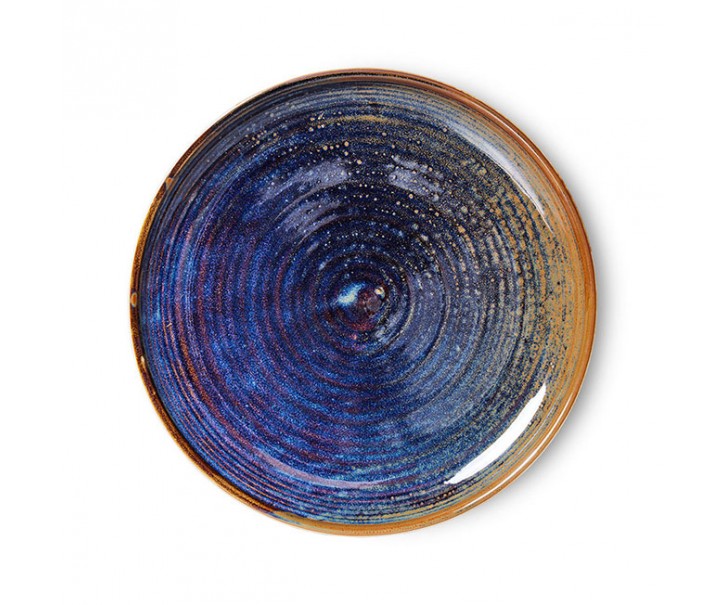 Rustikálně modrý porcelánový dezertní talíř Chef - Ø 20*3 cm HKLIVING