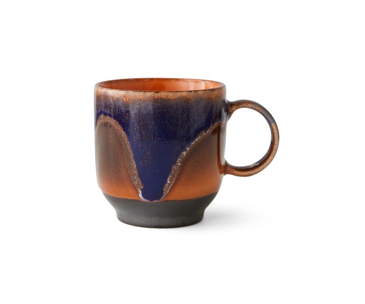 Modro pomerančově hnědý hrnek Arabica - 10*7*8cm / 250 ml HKLIVING