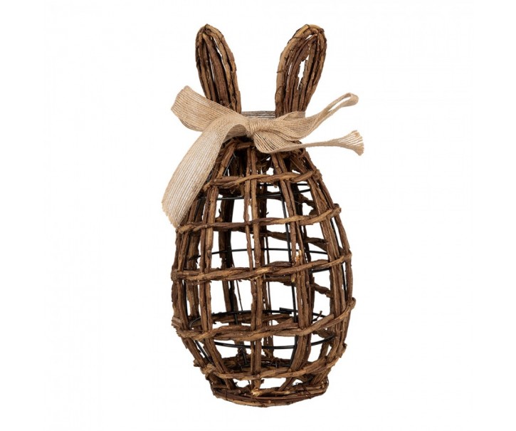 Hnědá proutěná dekorace vajíčko s oušky - 16*16*31 cm Clayre & Eef