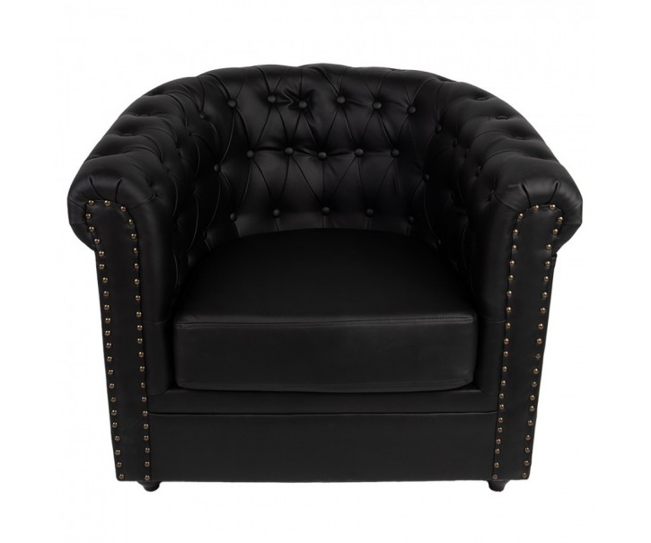 Černé křeslo ve stylu Chesterfield - 80*75*72 cm Clayre & Eef