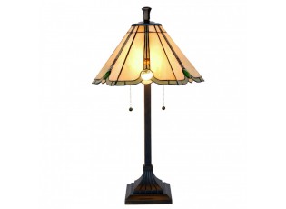 Béžovo-hnědá stolní lampa tiffany Jeannine - Ø 40*67 cm / E27/ 2*60W