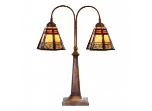Béžovo-hnědá stolní lampa tiffany Bernadette - 48*19*64 cm E27/ 2*60W