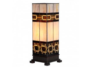 Béžovo-hnědá stolní tiffany lampa Laetitia II - 17*17*44 cm E27/ma* 1*40W