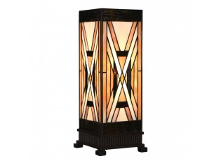 Béžovo-hnědá stolní tiffany lampa Laetitia I - 17*17*44 cm E27/ma* 1*40W