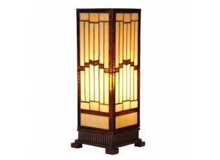 Béžovo-hnědá stolní tiffany lampa Laetitia - 17*17*44 cm E27/ma* 1*40W