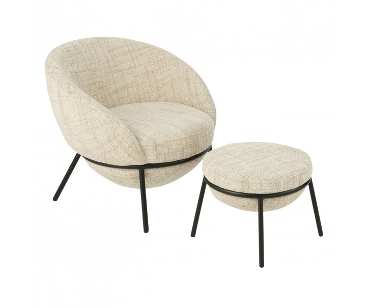 Béžové lounge křeslo s podnožkou Renon - 61*59*76 cm J-Line by Jolipa