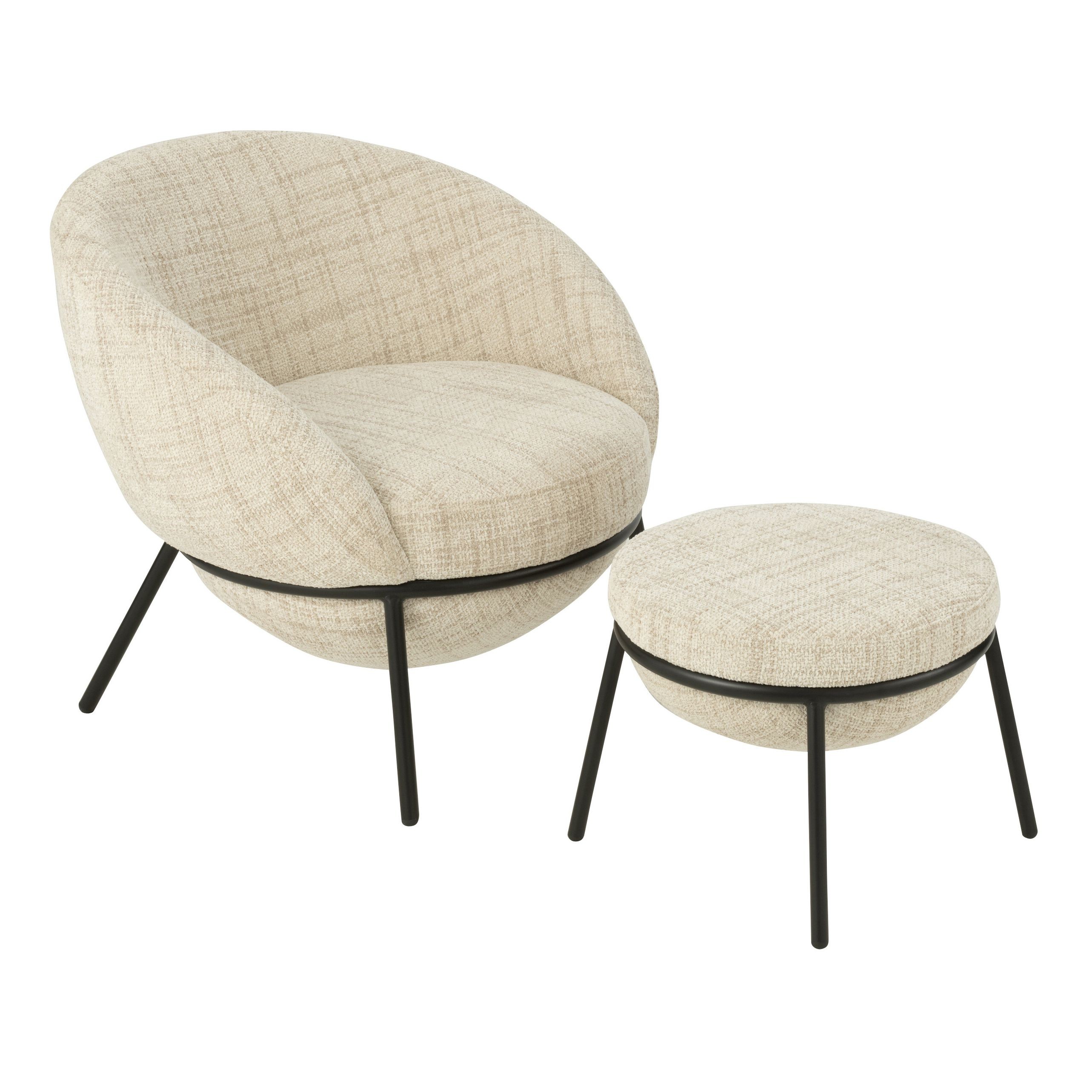 Béžové lounge křeslo s podnožkou Renon - 61*59*76 cm