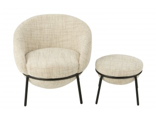 Béžové lounge křeslo s podnožkou Renon - 72*75*70 cm