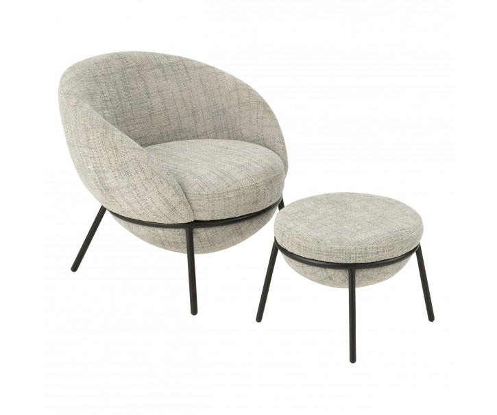 Světle šedé lounge křeslo s podnožkou Renon - 72*75*70 cm J-Line by Jolipa