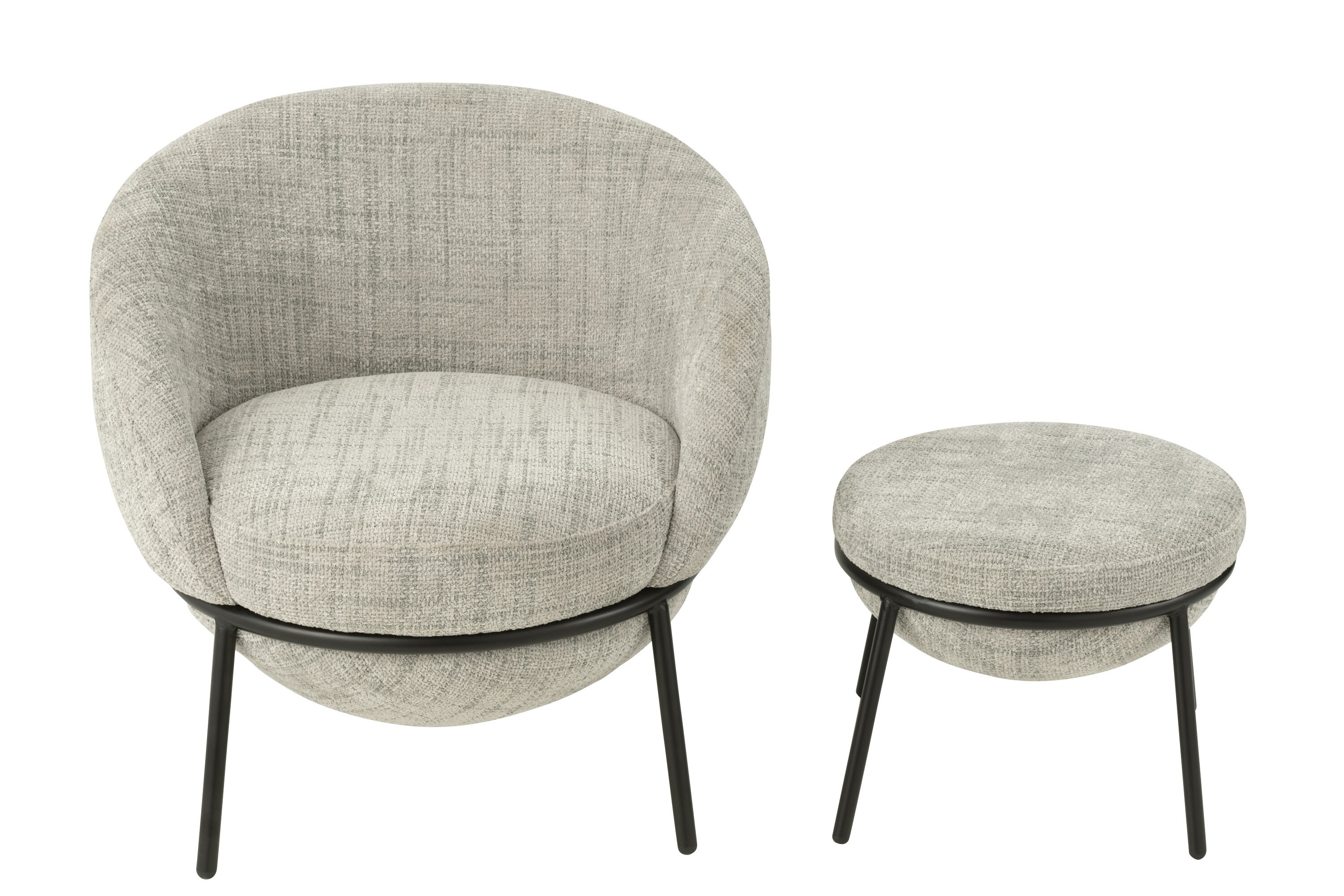Světle šedé lounge křeslo s podnožkou Renon - 72*75*70 cm J-Line by Jolipa Světle šedé lounge křeslo s podnožkou Renon - 72*75*70 cm J-Line by Jolipa
