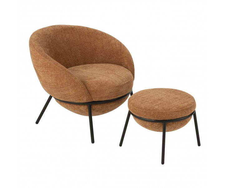 Cihlové lounge křeslo s podnožkou Renon - 72*75*70 cm J-Line by Jolipa