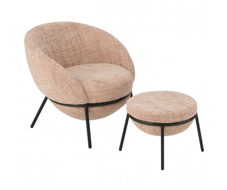Světle růžové lounge křeslo s podnožkou Renon - 72*75*70 cm J-Line by Jolipa