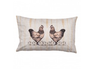 Béžový povlak na polštář se slepičkami Happy Easter - 30*50 cm