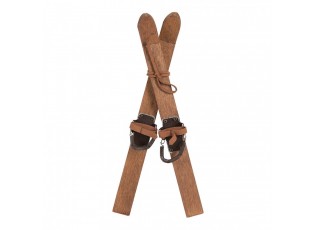 Hnědá antik dřevěná dekorace lyže Ski Vintage - 11*4*28 cm
