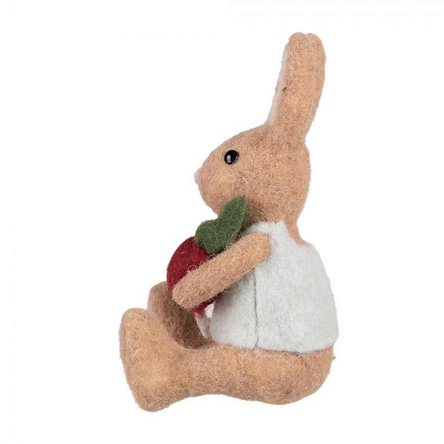 Dekorace hnědý plstěný králíček s ředkvičkou - 10*10*19 cm Clayre & Eef Dekorace hnědý plstěný králíček s ředkvičkou - 10*10*19 cm Clayre & Eef
