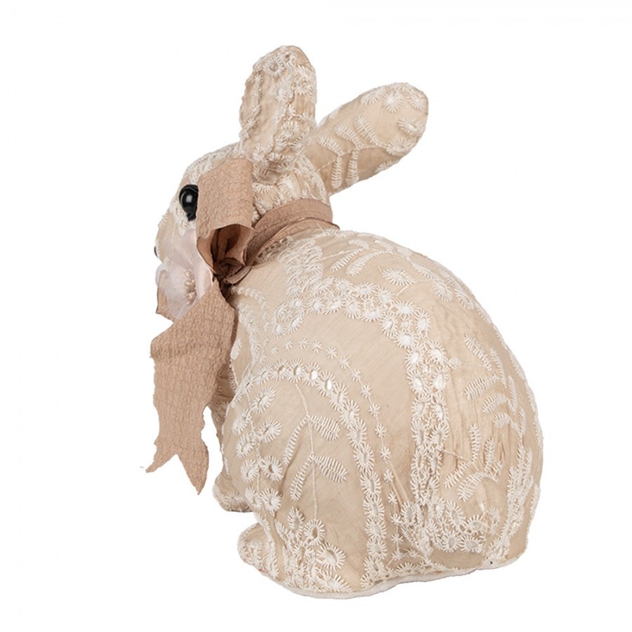 Béžová dekorace králíček s výšivkou a mašlí Fancy - 26*15*23 cm Clayre & Eef Béžová dekorace králíček s výšivkou a mašlí Fancy - 26*15*23 cm Clayre & Eef