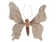 Béžová dekorace motýl na klipu zdobený výšivkou Butterfly - 33*6*31 cm Clayre & Eef