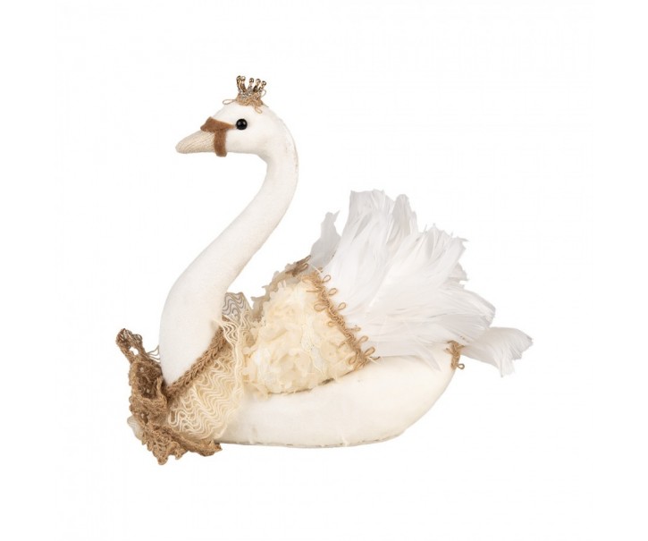 Bílá dekorace labuť Swan - 28*14*28 cm Clayre & Eef