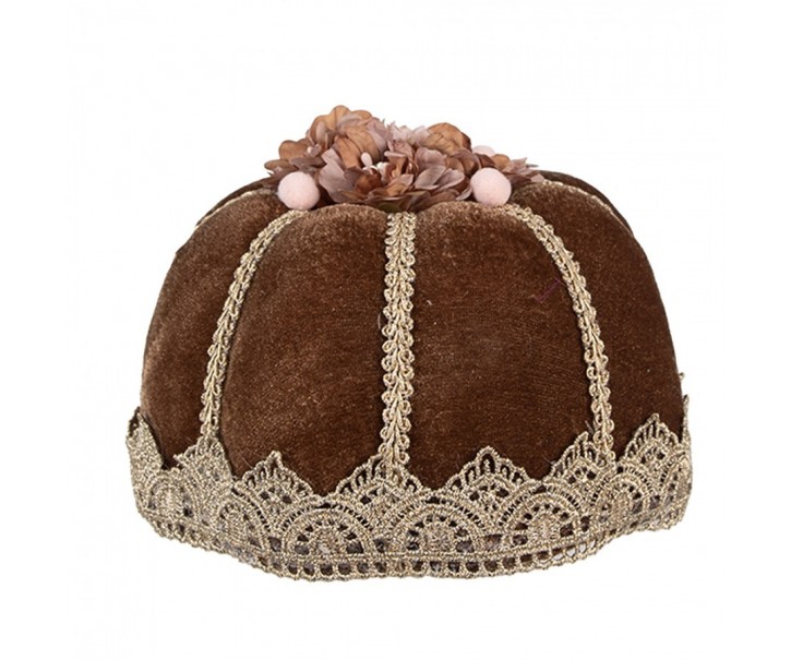 Dekorace hnědý sametový dortík Cake Chocolade - Ø 15*10 cm Clayre & Eef