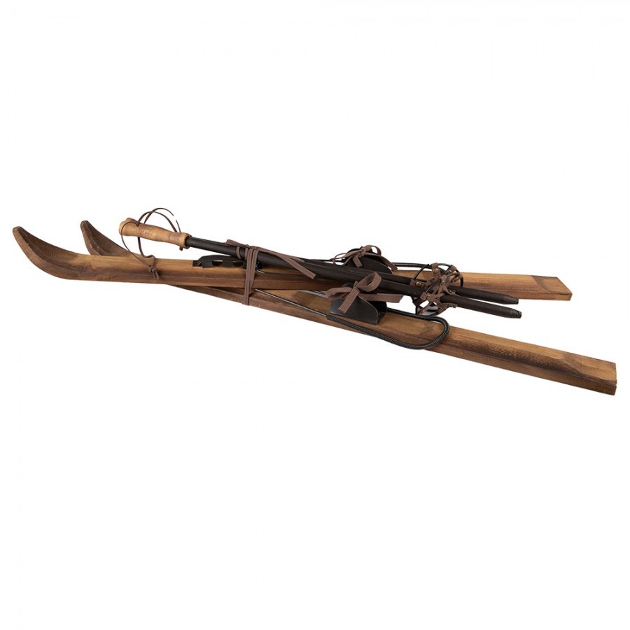 Hnědá antik dřevěná dekorace lyže Ski Vintage - 24*10*90 cm Clayre & Eef Hnědá antik dřevěná dekorace lyže Ski Vintage - 24*10*90 cm Clayre & Eef
