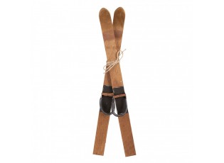 Hnědá antik dřevěná dekorace lyže Ski Vintage - 5*3*60 cm
