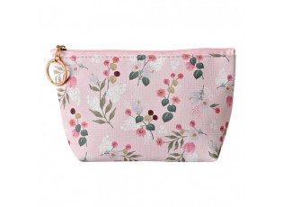 Růžová toaletní taštička s květy Flowers - 21*5*13 cm