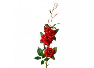 Dekorace umělá větvička růže s červenými květy - 12*8*83 cm
