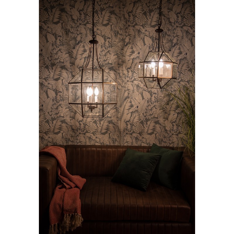 Kovové závěsné světlo se skleněnou výplní Cranie - 40*40*158 cm E14/max 3*25W Clayre & Eef Kovové závěsné světlo se skleněnou výplní Cranie - 40*40*158 cm E14/max 3*25W Clayre & Eef