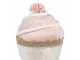 Dekorace růžový sametový dortík Muffin pink - Ø 11*16 cm Clayre & Eef