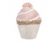 Dekorace růžový sametový dortík Muffin pink - Ø 11*16 cm Clayre & Eef