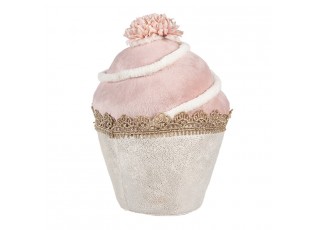 Dekorace růžový sametový dortík Muffin pink Fancy - Ø 11*16 cm