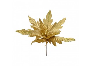 Zlatá dekorace květina vánoční hvězda Poinsettia - Ø 48*50 cm