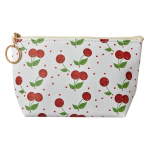 Bílá toaletní taštička s třešněmi Cherries - 21*5*13 cm