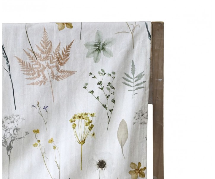 Krémový bavlněný ubrus s divokými květy Aix Wild Flowers - 140*240 cm Chic Antique