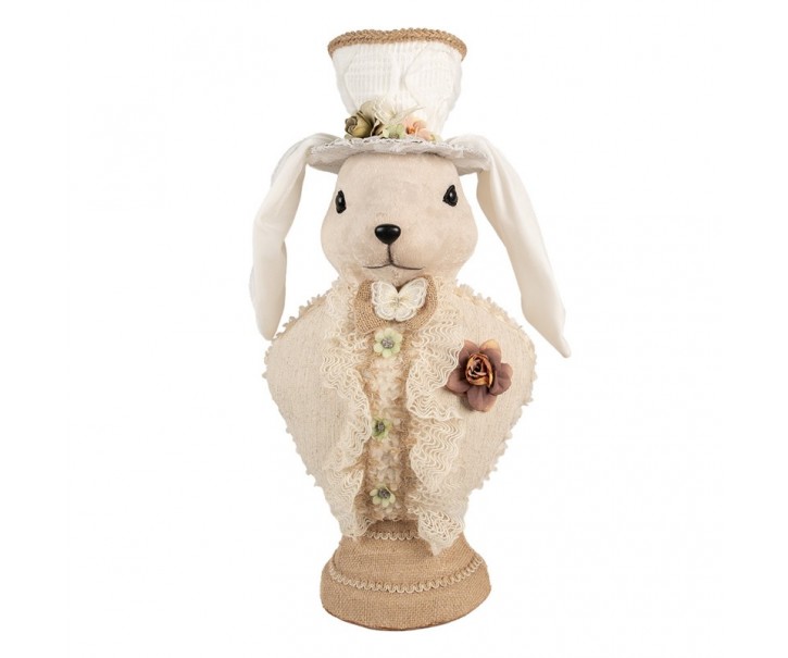 Béžová dekorace busta zajíc s krajkou Fancy - 24*17*50 cm Clayre & Eef
