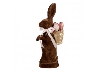 Dekorace hnědý sametový králík s vajíčky Fancy - 22*9*52 cm