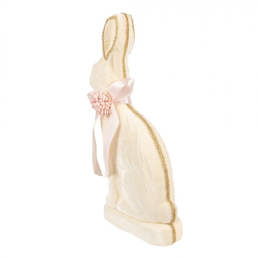 Dekorace béžový sametový králík s mašlí Fancy - 22*8*41 cm Clayre & Eef Dekorace béžový sametový králík s mašlí Fancy - 22*8*41 cm Clayre & Eef