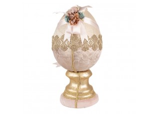 Růžová dekorace vajíčko na podstavci zdobené květy Fancy - Ø 20*38 cm