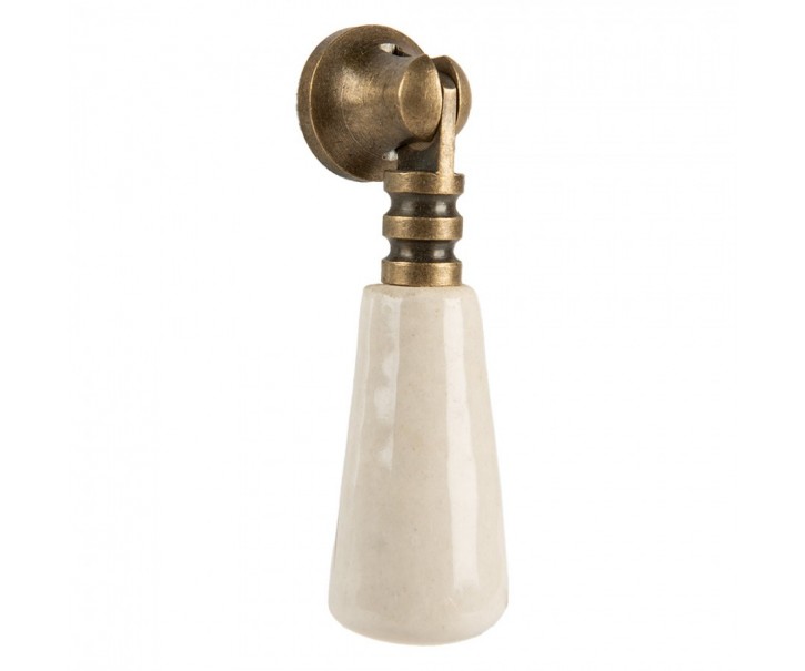Béžová keramická úchytka klika - 2*2*7 cm / S2 cm Clayre & Eef