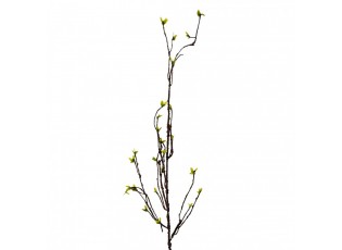 Dekorace hnědá větvička se zelenými lístky - 8*5*116 cm