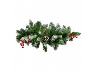 Zasněžená jehličnatá větev se šiškami a bobulemi - 35*10*65 cm