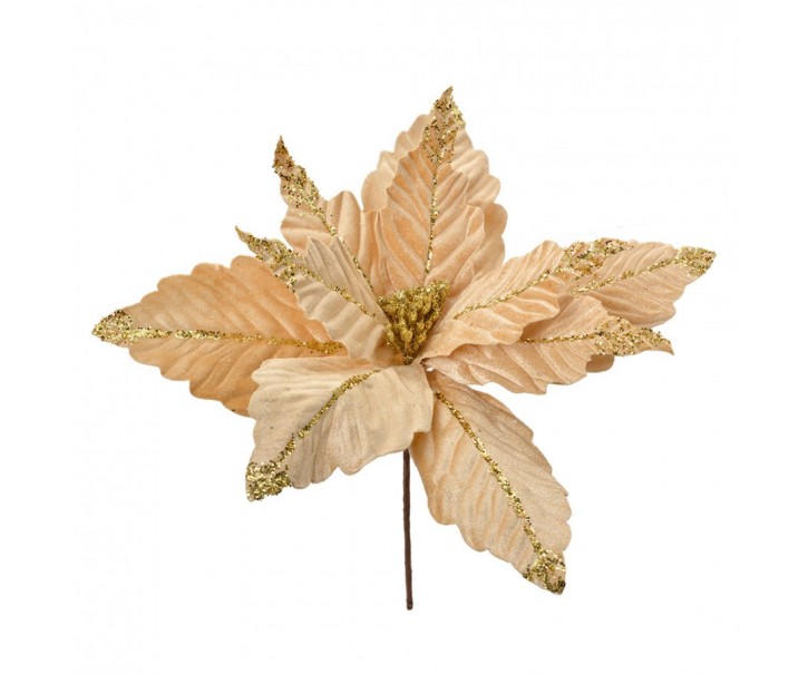 Béžovo-zlatá květina béžová vánoční hvězda Poinsettia - Ø 36*36 cm Clayre & Eef