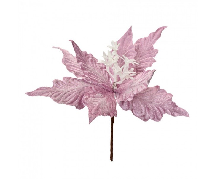 Fialková dekorace květina vánoční hvězda Poinsettia - Ø 28*30 cm Clayre & Eef