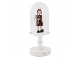 Bílý dřevěný podnos se skleněným poklopem Ricco - Ø 14*34 cm